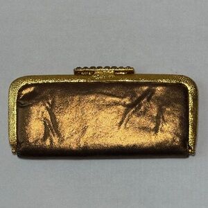 CLARA KASAVINA Women's Handmade Gold Amber Rhinestones Metallic Evening‎ Clutch